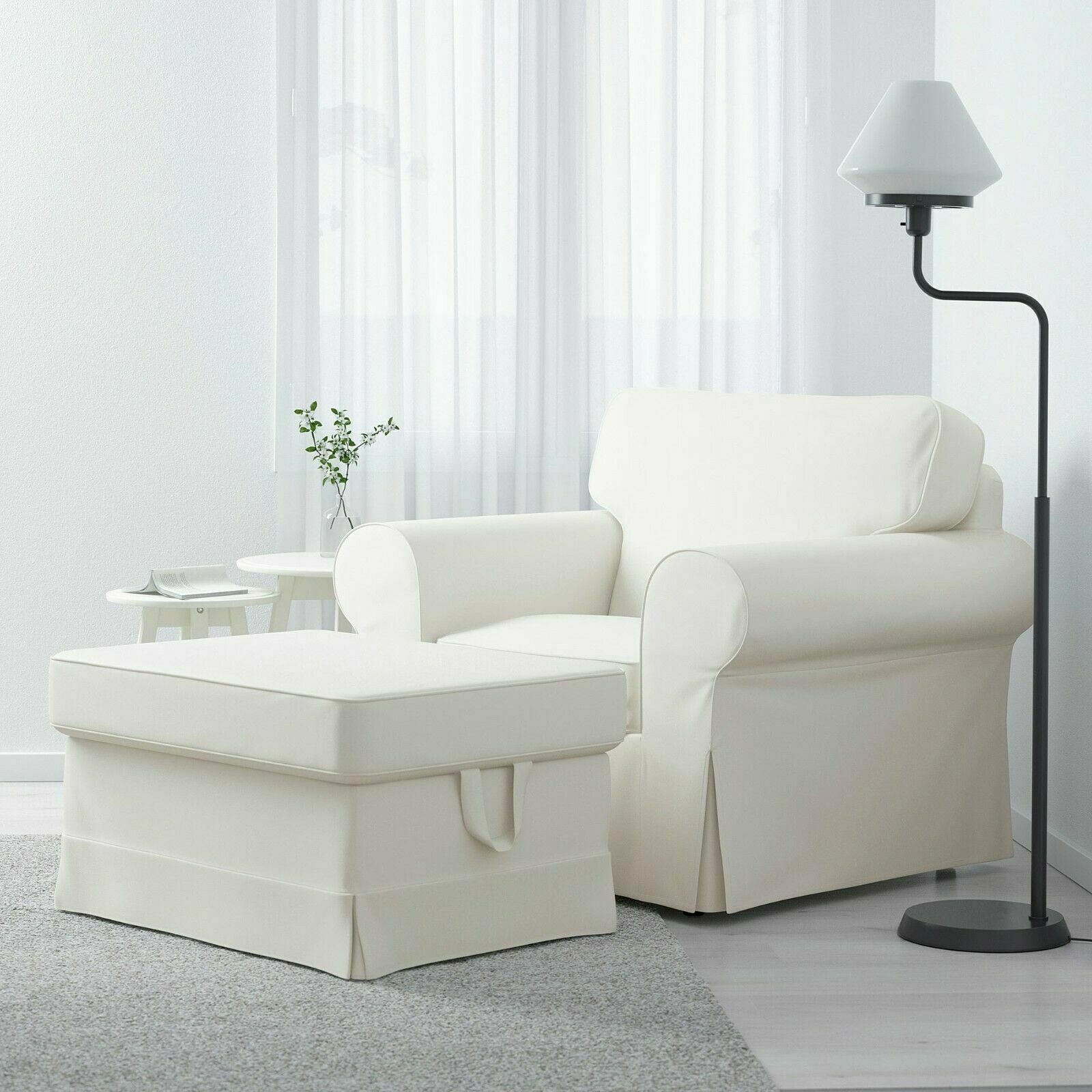 New Ikea EKTORP Footstool/Ottoman Slipcover COVER ONLY Vittaryd White
